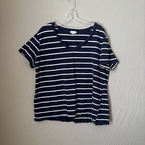 Navy and White Striped Short Sleeve Tee